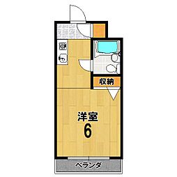 マーク西陣 1階ワンルームの間取り