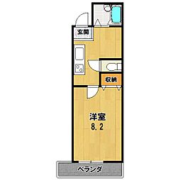 サンパティック参番館 302 3階1Kの間取り