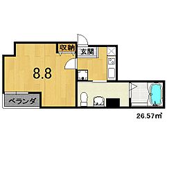 フラッティK&S千本寺之内 1Kの間取図画像