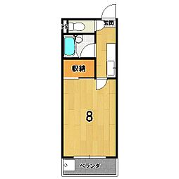 コスモハイツ河原町 1Kの間取図画像