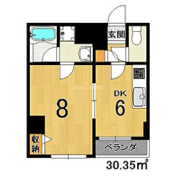 アフィシオン堀川 1DKの間取図画像