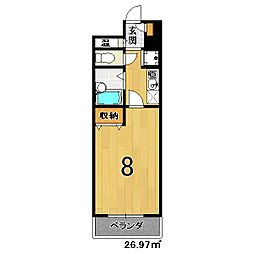 御池サンハイツ 1Kの間取図画像