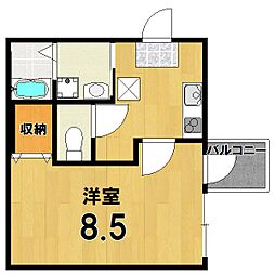 ビエノス京都花園 3階1Kの間取り