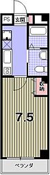 フラッティ今出川天神 6階1Kの間取り