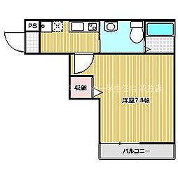 フラッティ丸太町御前 1Kの間取図画像