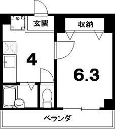 リーブル・シンワ 1DKの間取図画像