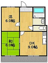 Viento深草 5階2LDKの間取り