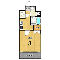 ティムール九条 4階1Kの間取り
