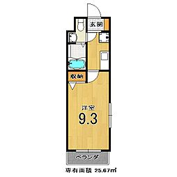 メゾンポジティブ 1Kの間取図画像