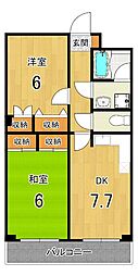 オレンジハウス 2DKの間取図画像