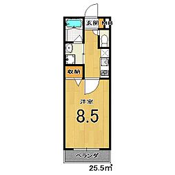 CREDOR伏見稲荷 1Kの間取図画像