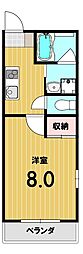 クレドール深草 1Kの間取図画像
