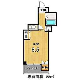 ファーストコート七条烏丸 ワンルームの間取図画像