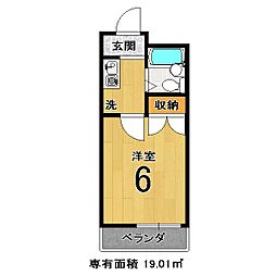 コットンハウス1 1Kの間取図画像