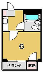 プラザクレバーI 3階1Kの間取り