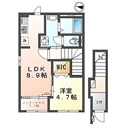 セレニティ宮野和 2階1LDKの間取り