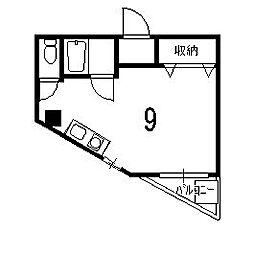 アルフィルク北山 1階ワンルームの間取り