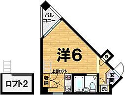 サンクレスト 5階ワンルームの間取り