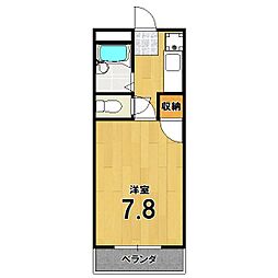 銀頂ハイツ 1Kの間取図画像