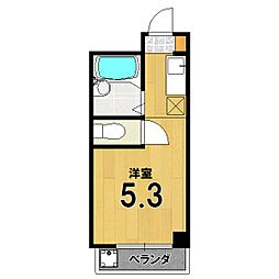 白川ロイヤルハウス ワンルームの間取図画像