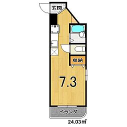 ワンズTOKU 2階ワンルームの間取り