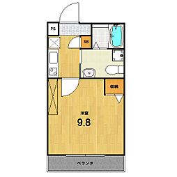 Gladvis二条式部 1階1Kの間取り