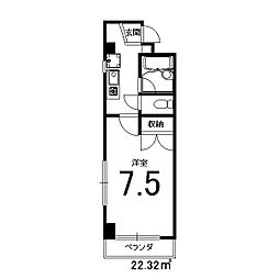 スカーラ12 4階1Kの間取り