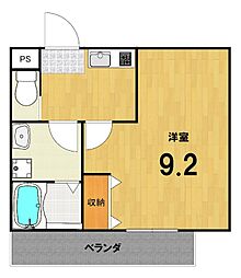 フラッティ西京極 3階1Kの間取り