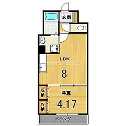 リバーサイド桂　弐番館 2階1LDKの間取り