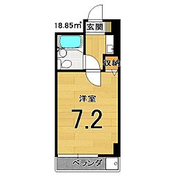 シャレー西京極 4階1Kの間取り