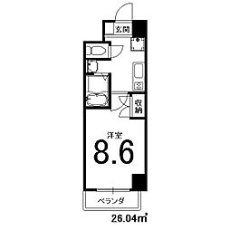 シャントール二条 3階1Kの間取り