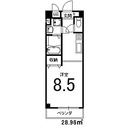プリモ・レガーロ西京極 3階1Kの間取り