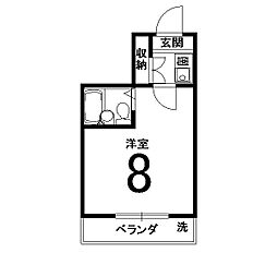 ヴィラエトワール西院 4階1Kの間取り