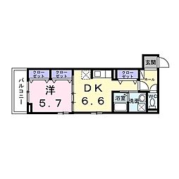 ヒカルサ京都梅津東 1DKの間取図画像
