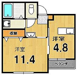 仮）太秦辻ヶ本町マンション 2階1DKの間取り
