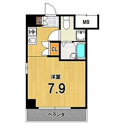 高辻ロイヤルフラッツ 1Kの間取図画像