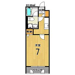 デ・アッシュ西京極 1Kの間取図画像
