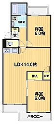 グランドール桂 2LDKの間取図画像