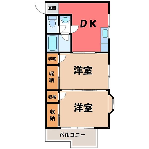 アリシア ｜栃木県栃木市箱森町(賃貸アパート2DK・3階・42.64㎡)の写真 その1