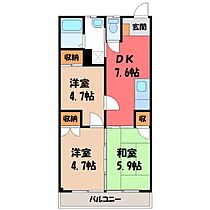 ハイツSK  ｜ 栃木県小山市西城南1丁目（賃貸マンション3DK・2階・51.00㎡） その2