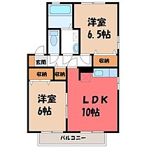 ロワール神鳥谷 B  ｜ 栃木県小山市神鳥谷5丁目（賃貸アパート2LDK・1階・53.76㎡） その2