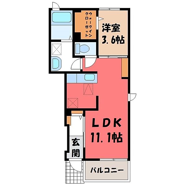 スターライト ｜栃木県小山市城西1丁目(賃貸アパート1LDK・1階・37.81㎡)の写真 その2