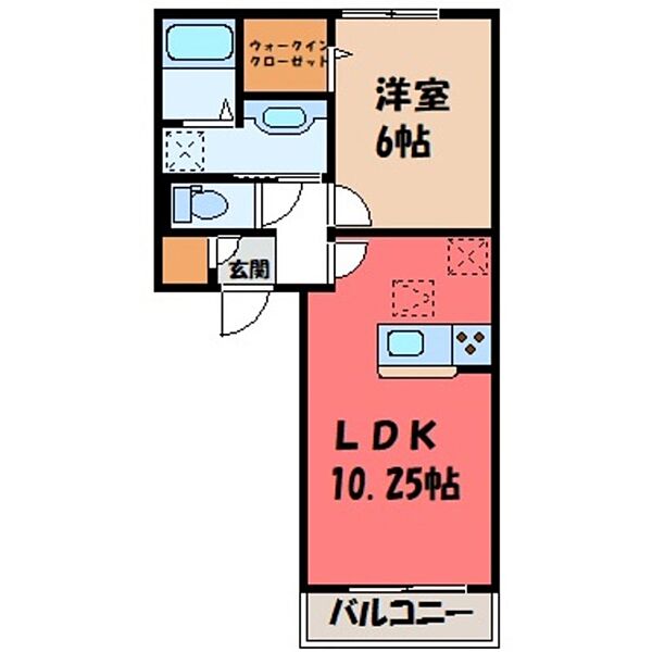 シャ・エラン ｜栃木県小山市城北3丁目(賃貸アパート1LDK・1階・39.93㎡)の写真 その2