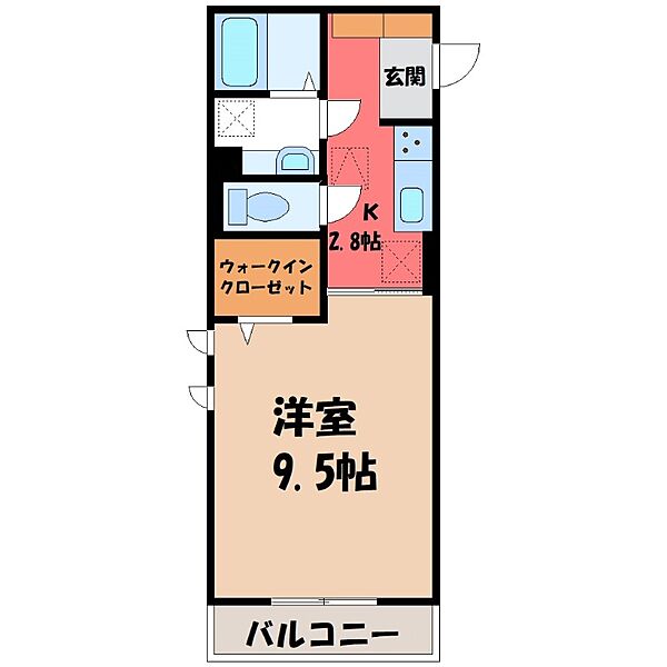 ジュウィール ｜栃木県小山市宮本町3丁目(賃貸アパート1K・3階・33.67㎡)の写真 その2