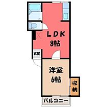 ベルコーポ B  ｜ 栃木県小山市大字粟宮（賃貸アパート1LDK・2階・31.47㎡） その2