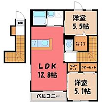 栃木県栃木市今泉町1丁目（賃貸アパート2LDK・2階・57.93㎡） その2