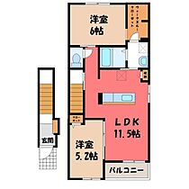 プリムヴェール C  ｜ 栃木県下野市下古山（賃貸アパート2LDK・2階・56.81㎡） その2