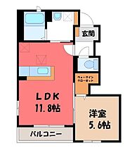 ヴァナ ディール  ｜ 栃木県下野市大松山1丁目（賃貸アパート1LDK・1階・43.26㎡） その2