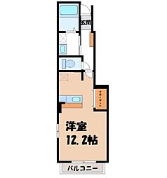JR両毛線 小山駅 3.5kmの賃貸アパート 1階ワンルームの間取り