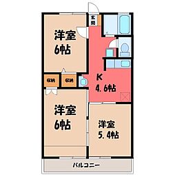 ガーデンヒルB 3Kの間取図画像